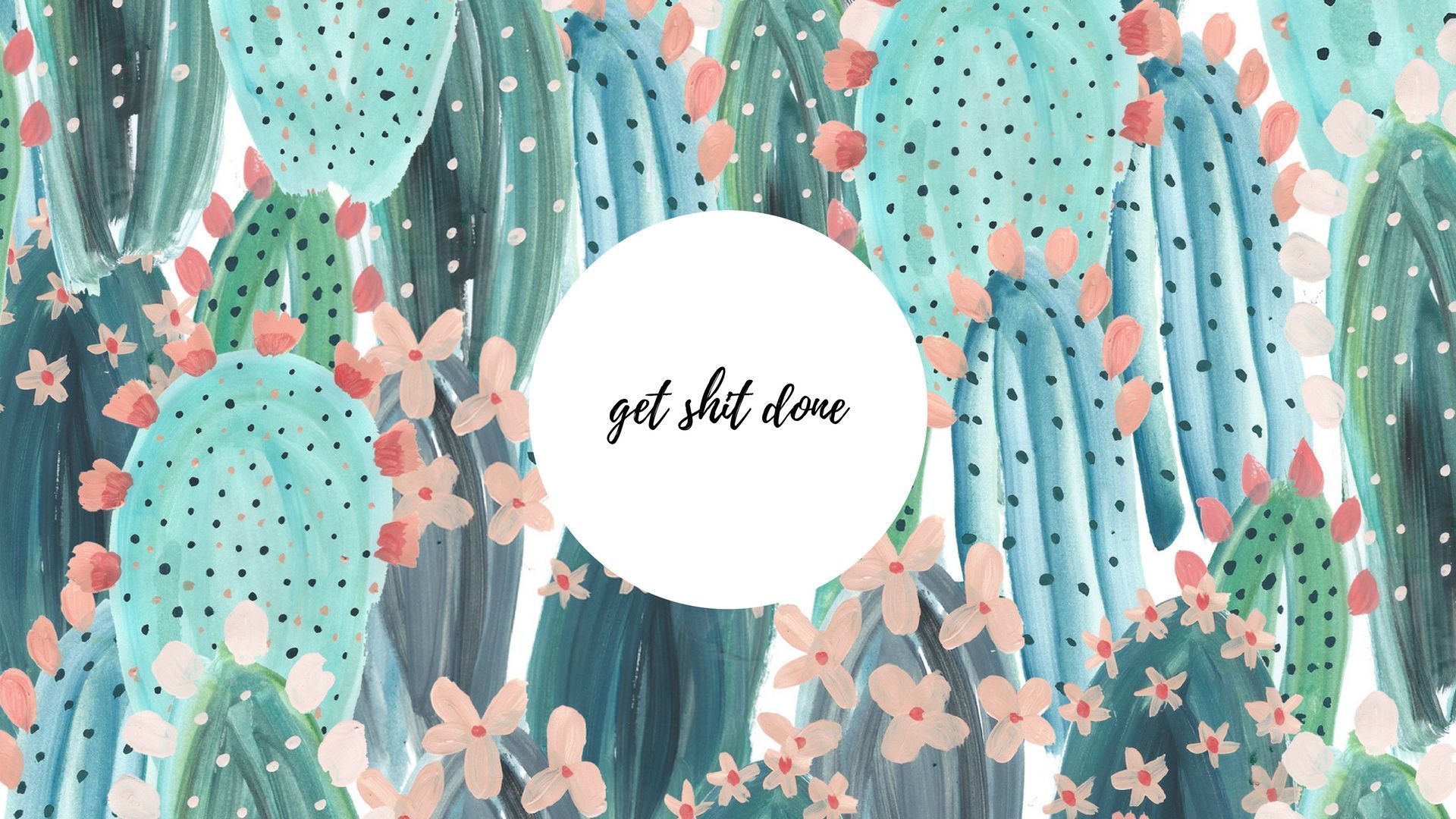 Kakteen, Muster, Spruch, Pastell, Illustration, Full HD, Desktop-Hintergrund für Windows