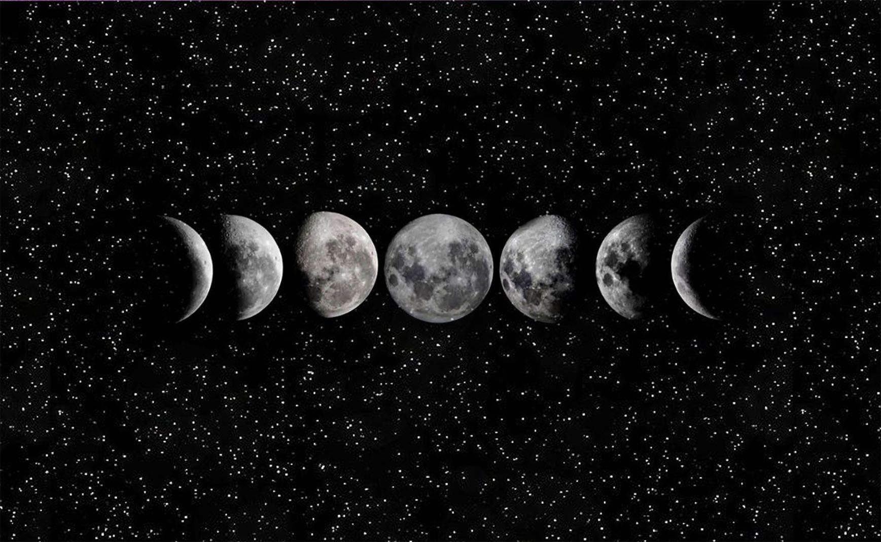 Mondphasen, Sternenhimmel, Schwarzer Hintergrund, Mond, HD Wallpaper