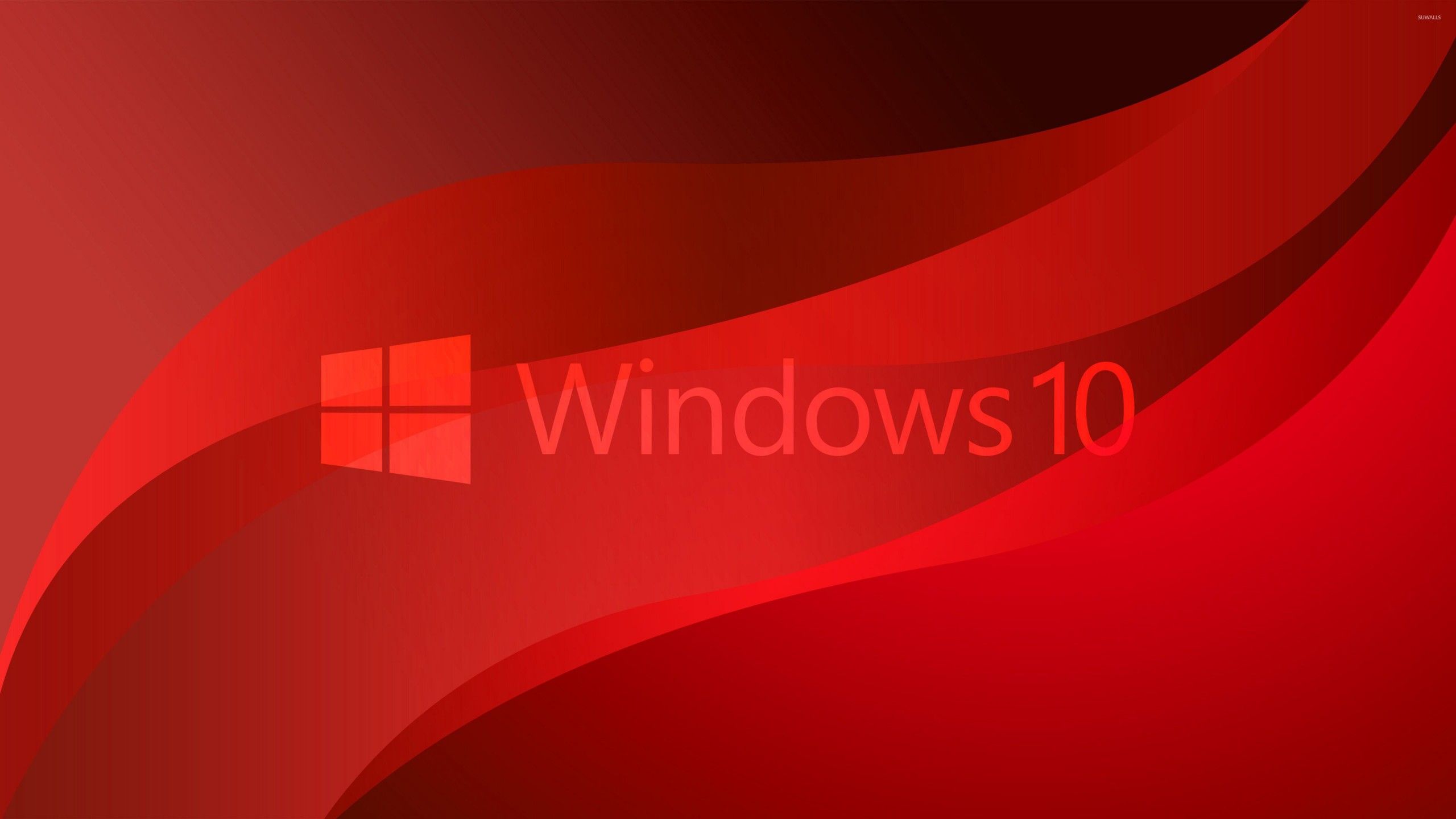 Windows 10, Windows-Logo, Rot, Wellen, 2K, Hintergrundbild für den PC