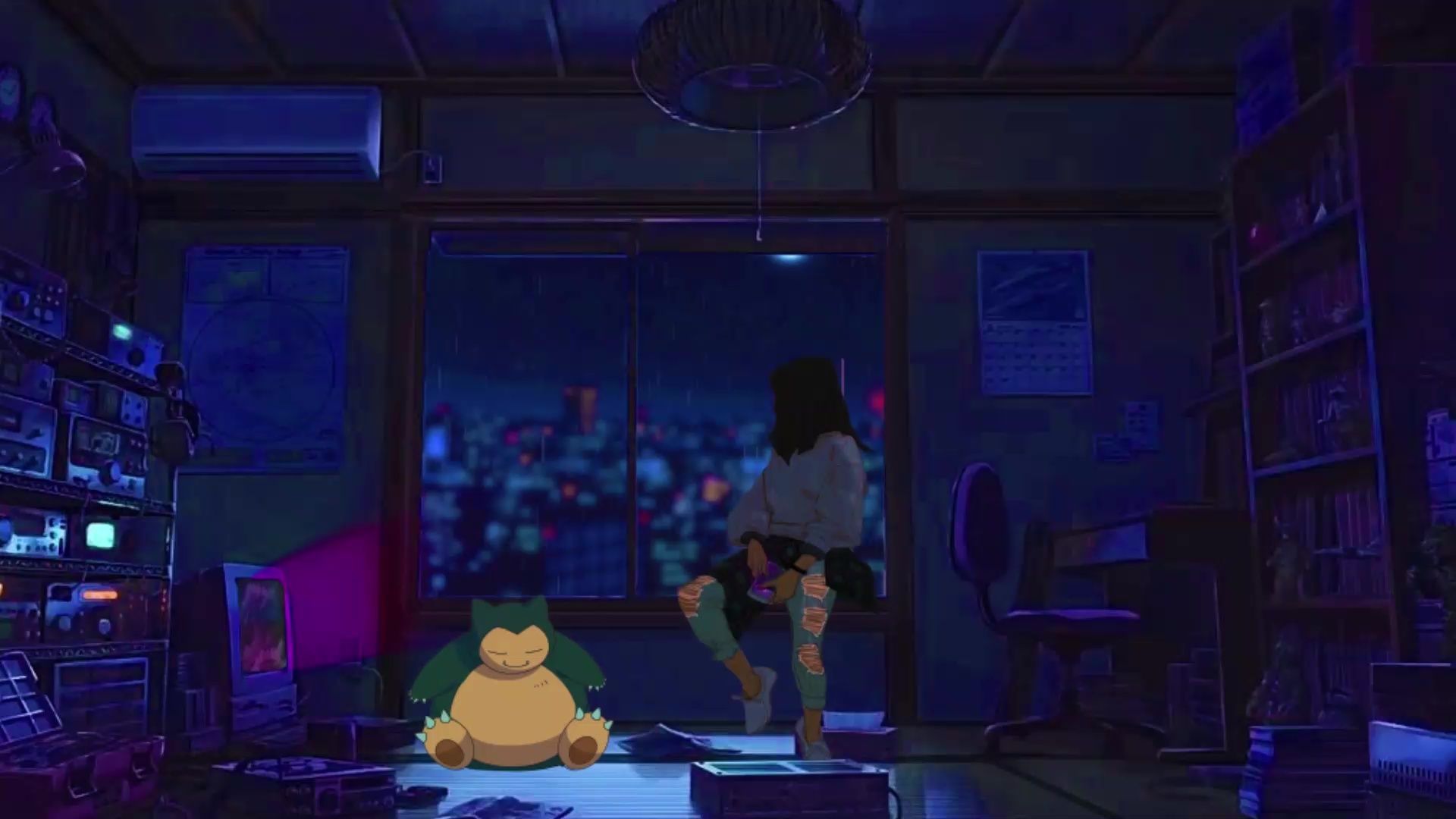 Relaxo, Pokémon, Zimmer, Mädchen, Illustration, Full HD 1080p, Desktop-Hintergrundbild