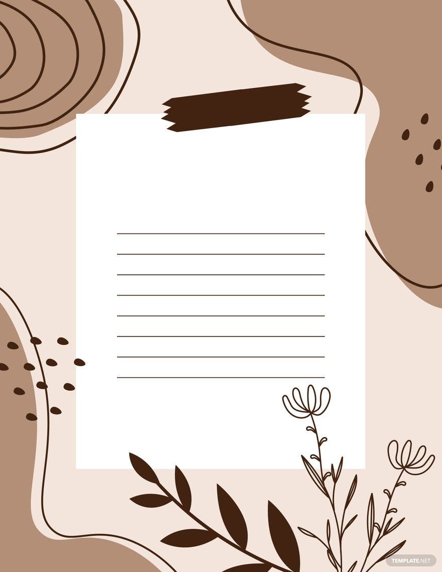 Notizblatt, Boho, Linien, Blätter, Braun, Beige, HD, Hintergrundbild fürs Tablet