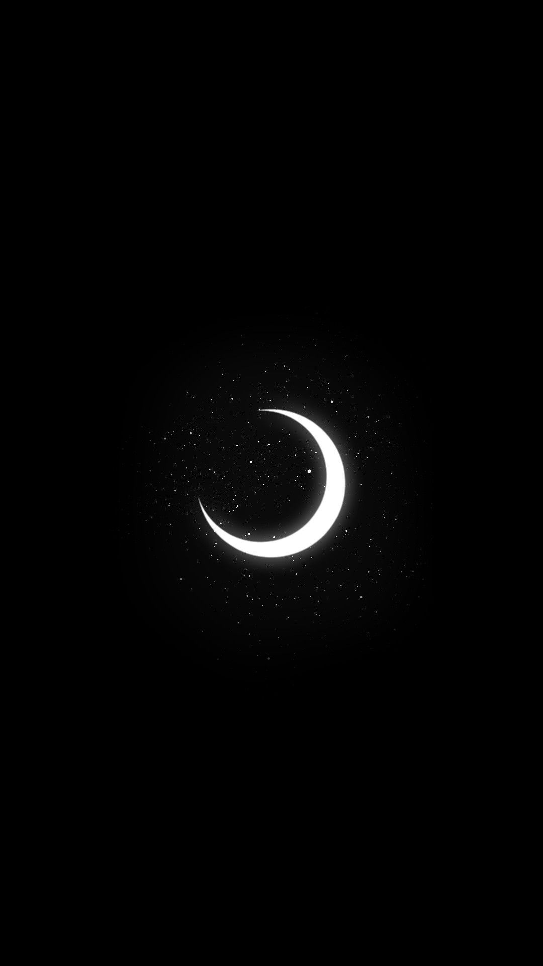 Mondsichel, Schwarzer Hintergrund, Minimalismus, Nacht, Galaxy-A50-Sperrbildschirm