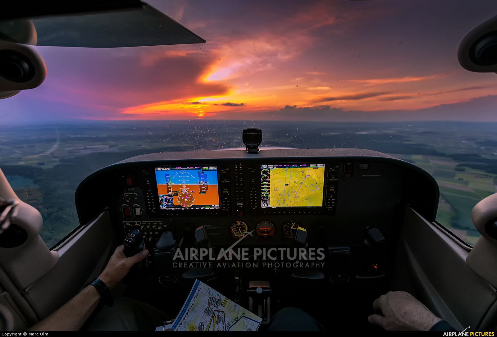Cessna, Cockpit, Garmin G1000, Sonnenuntergang, Pilotensicht, HD, PC-Hintergrundbild
