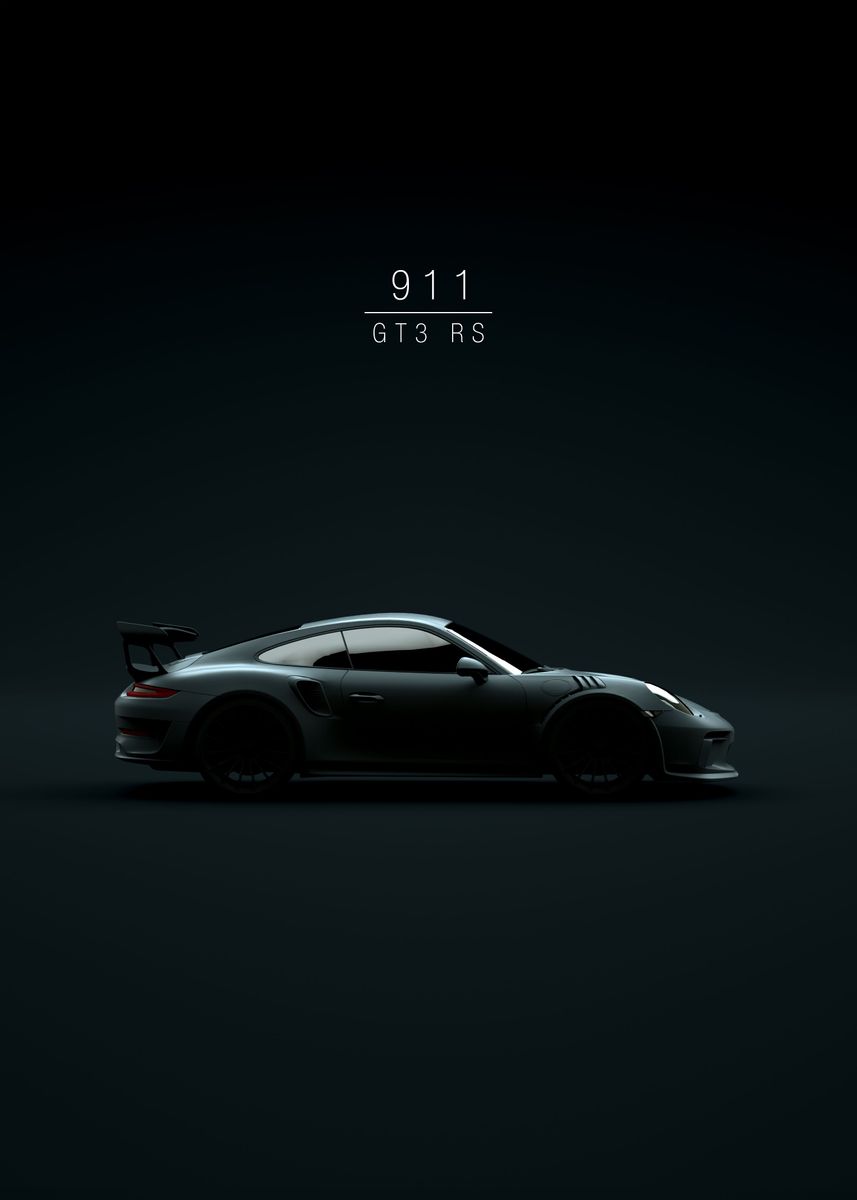 Porsche 911 GT3 RS, Schwarzer Hintergrund, Minimalismus, Seitenansicht, HD Wallpaper