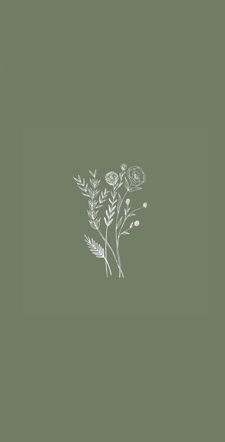 Blumenstrauß, Linienkunst, Olivgrün, Minimalistisch, HD, Hintergrundbild fürs Handy