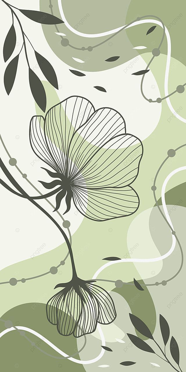 Blumen, Linienkunst, Abstrakte Formen, Salbeigrün, Boho, Android-Hintergrundbild