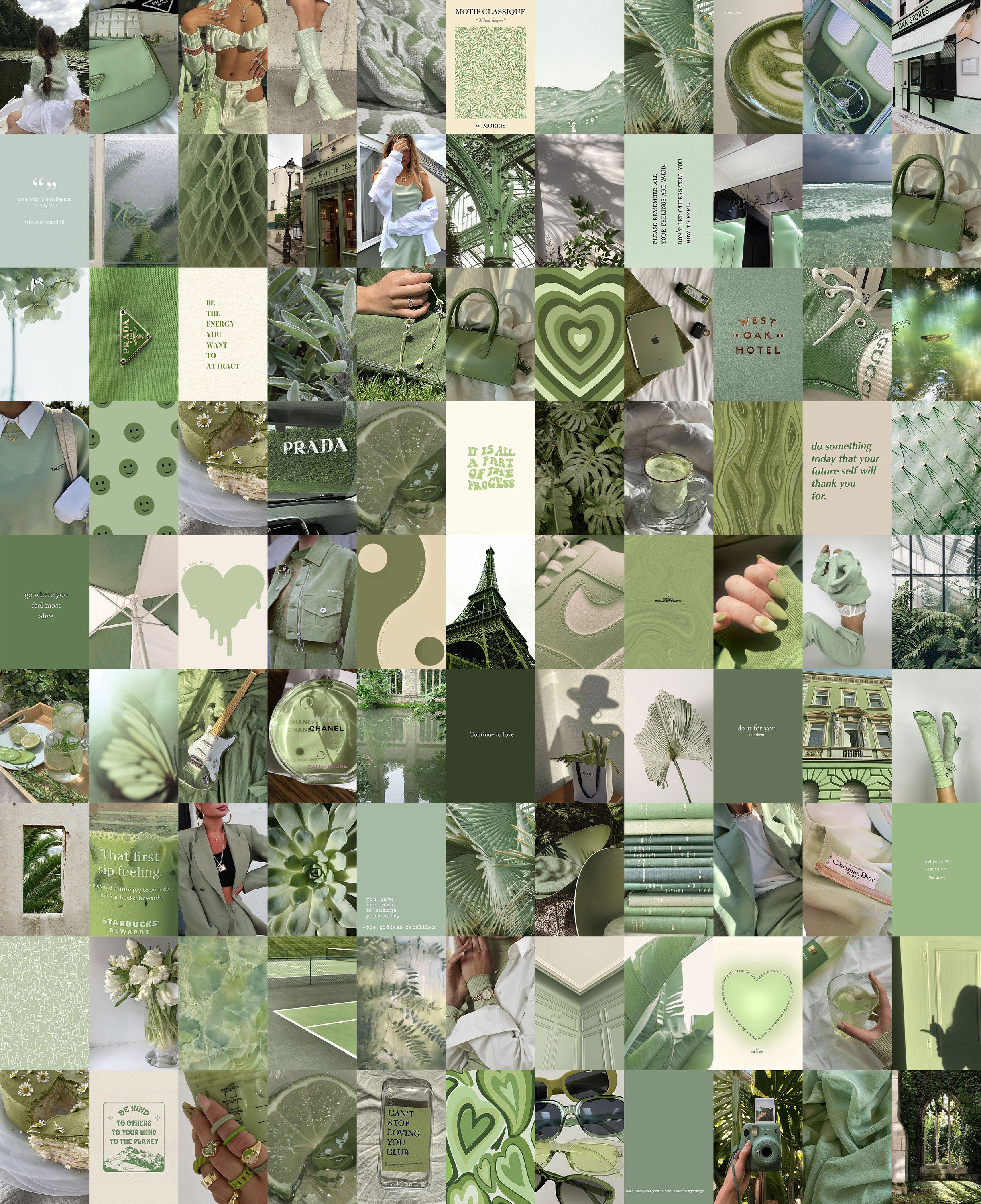 Collage, Olivgrün, Herzen, Moodboard, Ästhetik, QHD+, iPad-Hintergrundbild