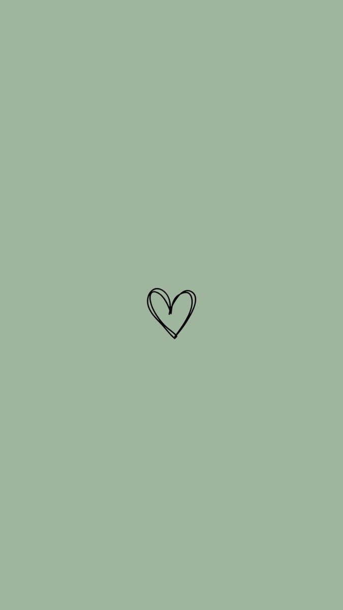Herz, Salbeigrün, Minimalistisch, Strichzeichnung, Hochformat, Hintergrundbild fürs Smartphone