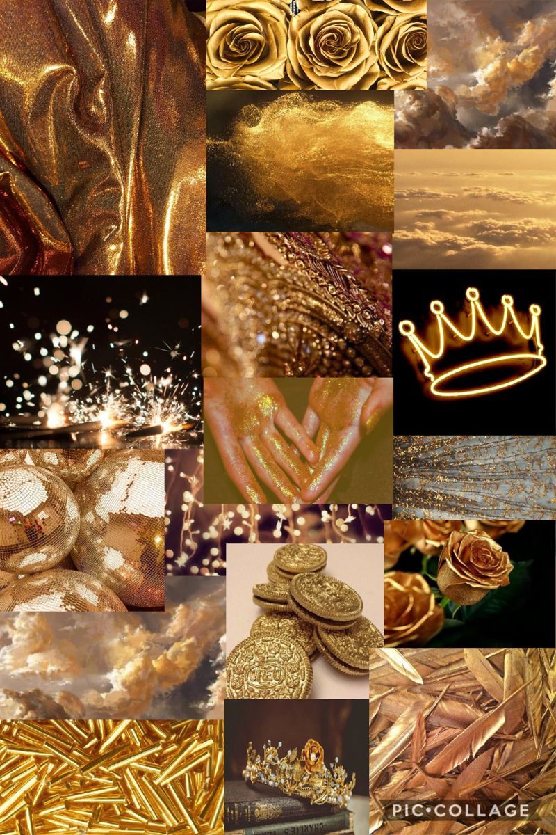 Collage, Goldene Krone, Goldene Rosen, Glitzer, Luxus, HD, Hintergrundbild fürs Handy