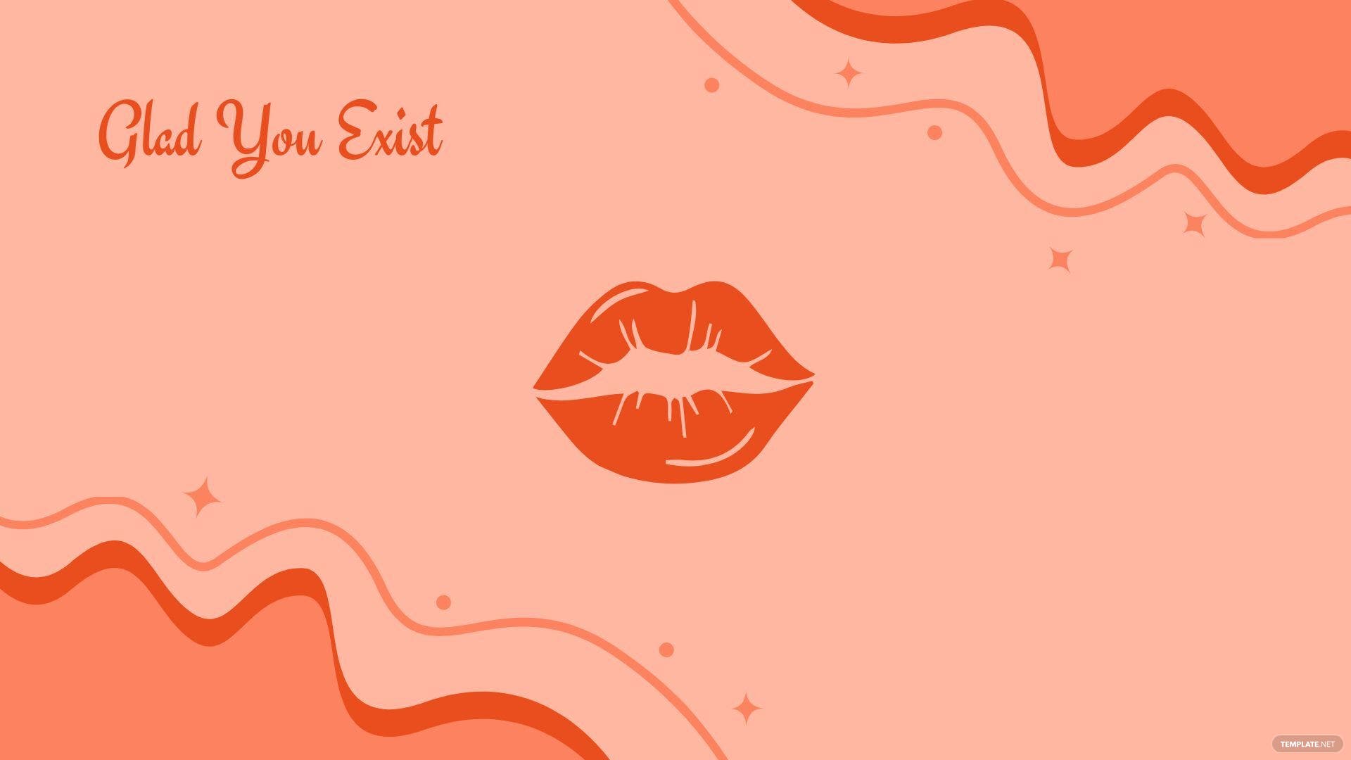Glad You Exist, Lippen, Zitat, Wellen, Lachsfarben, Full HD 1080p, Desktop-Hintergrundbild