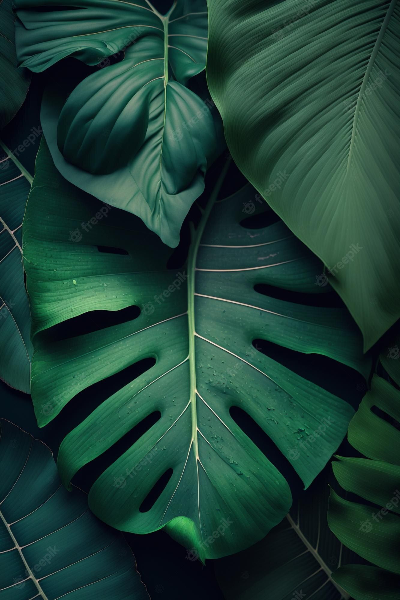 Monstera, Tropische Blätter, Dunkelgrün, Nahaufnahme, Pflanze, Full HD, iPhone-Hintergrundbild