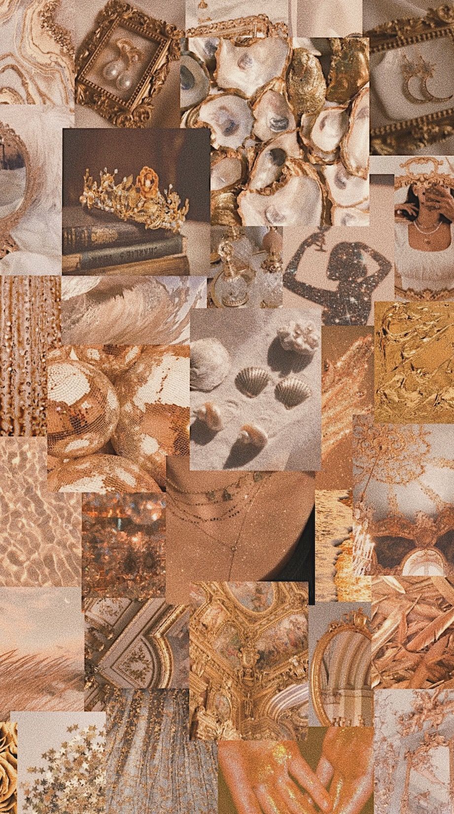 Collage, Beige, Gold-Ästhetik, Bronze, HD, Sperrbildschirm fürs iPhone