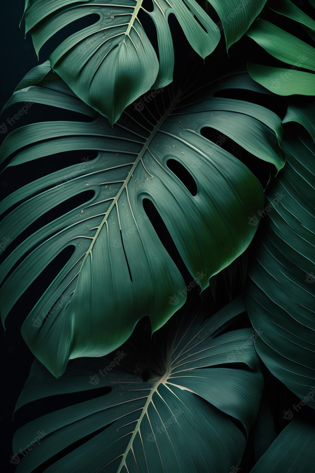 Monstera, Blätter, Dunkelgrün, Tropisch, Natur, Full HD, Handy-Hintergrund im Hochformat