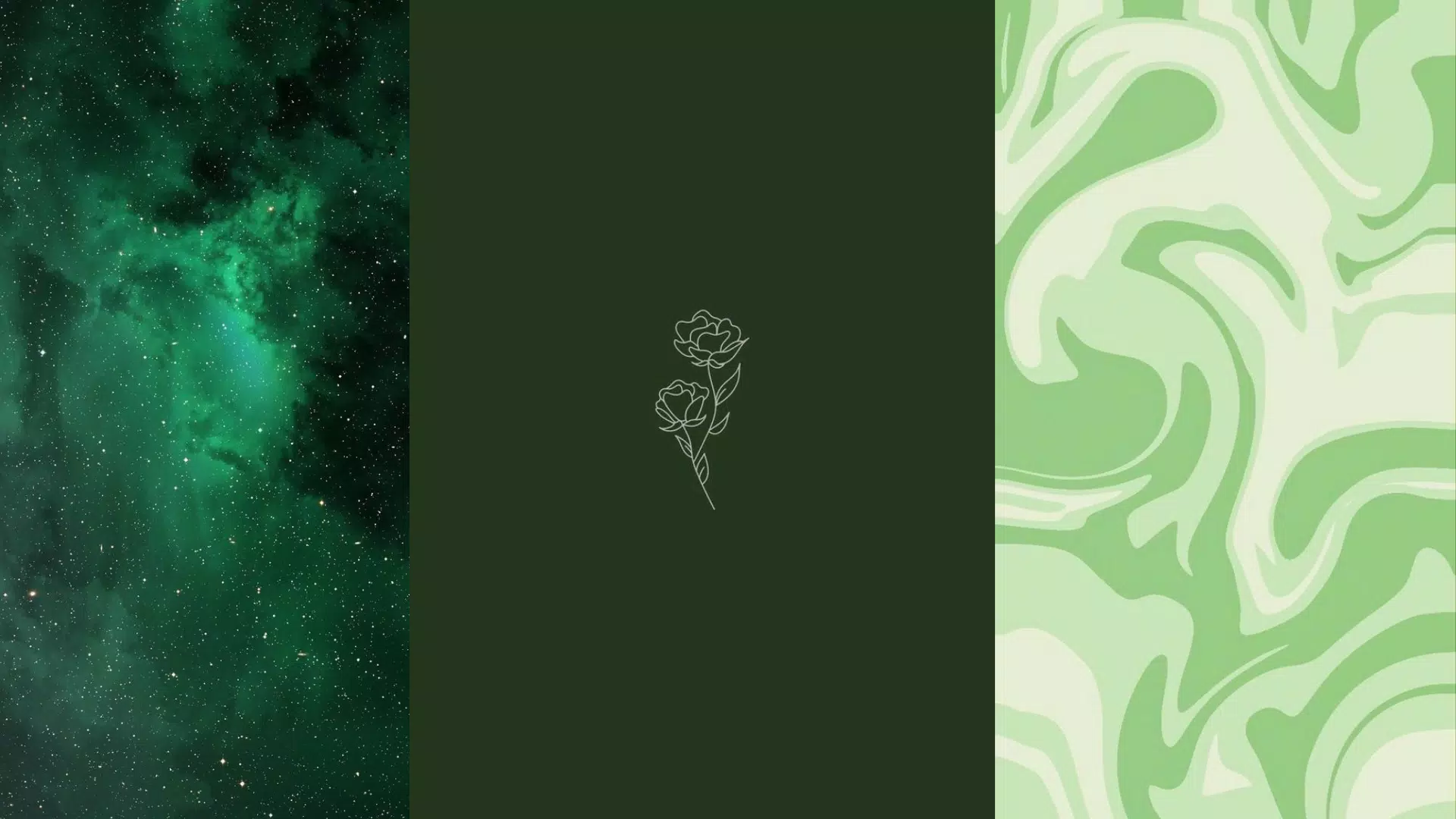 Galaxie, Blume, Linienkunst, Marmor-Muster, Grüntöne, 1920x1080, Full-HD-Hintergrundbild für PC