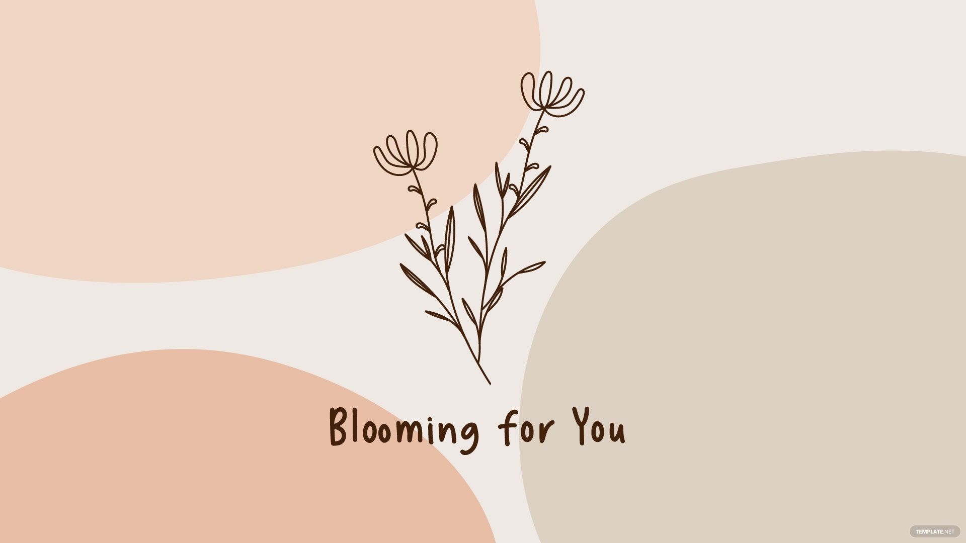 Blooming for You, Blumen, Strichzeichnung, Boho, Beige, 16:9, Full-HD-Hintergrundbild für den Desktop