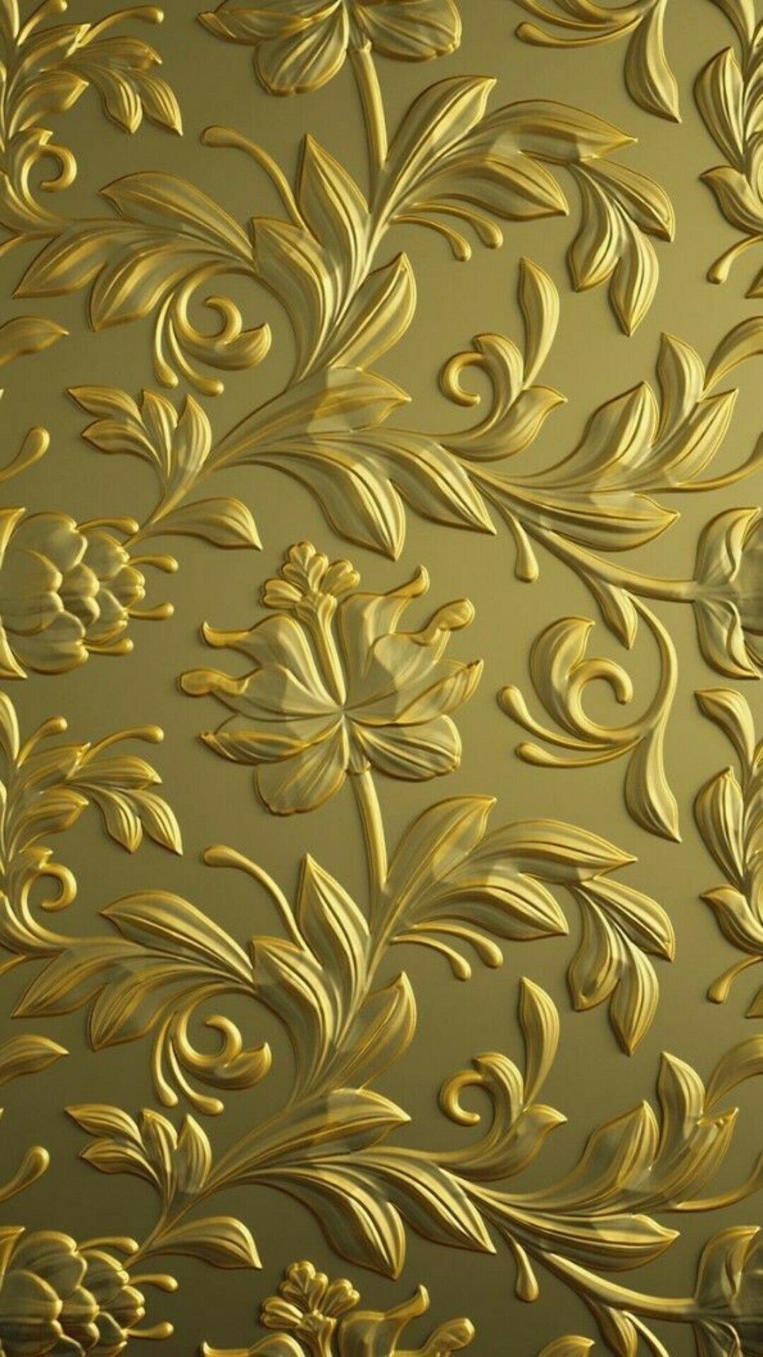 Goldprägung, Ornament, Florales Muster, Textur, Hochformat, Hintergrundbild fürs Smartphone