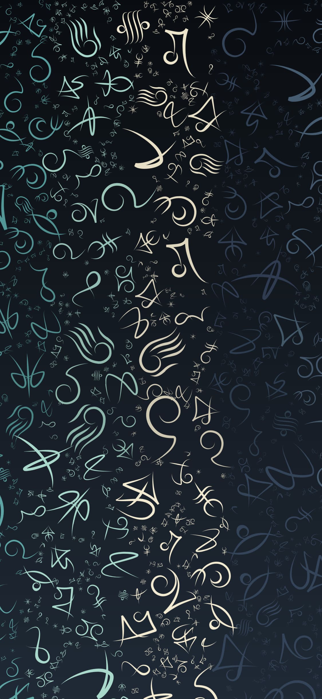 Symbole, Muster, Doodles, Dunkel, Weiße Linien, iPhone 17 Pro Max, Handy-Hintergrundbild