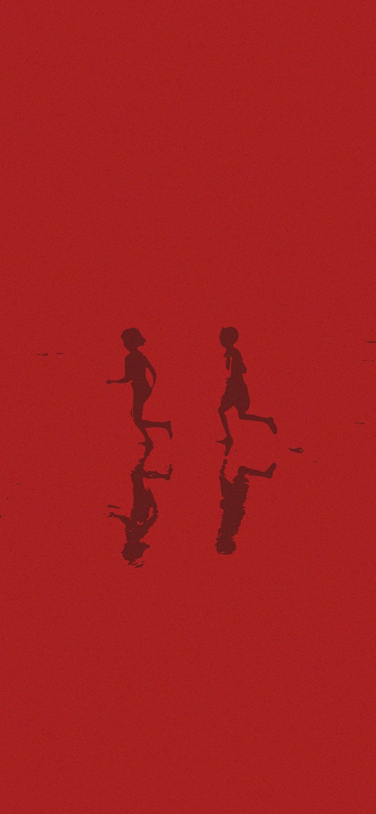 Silhouetten, Rot, Minimalismus, Menschen, Einfarbig, iPhone 17 Pro Max, Sperrbildschirm