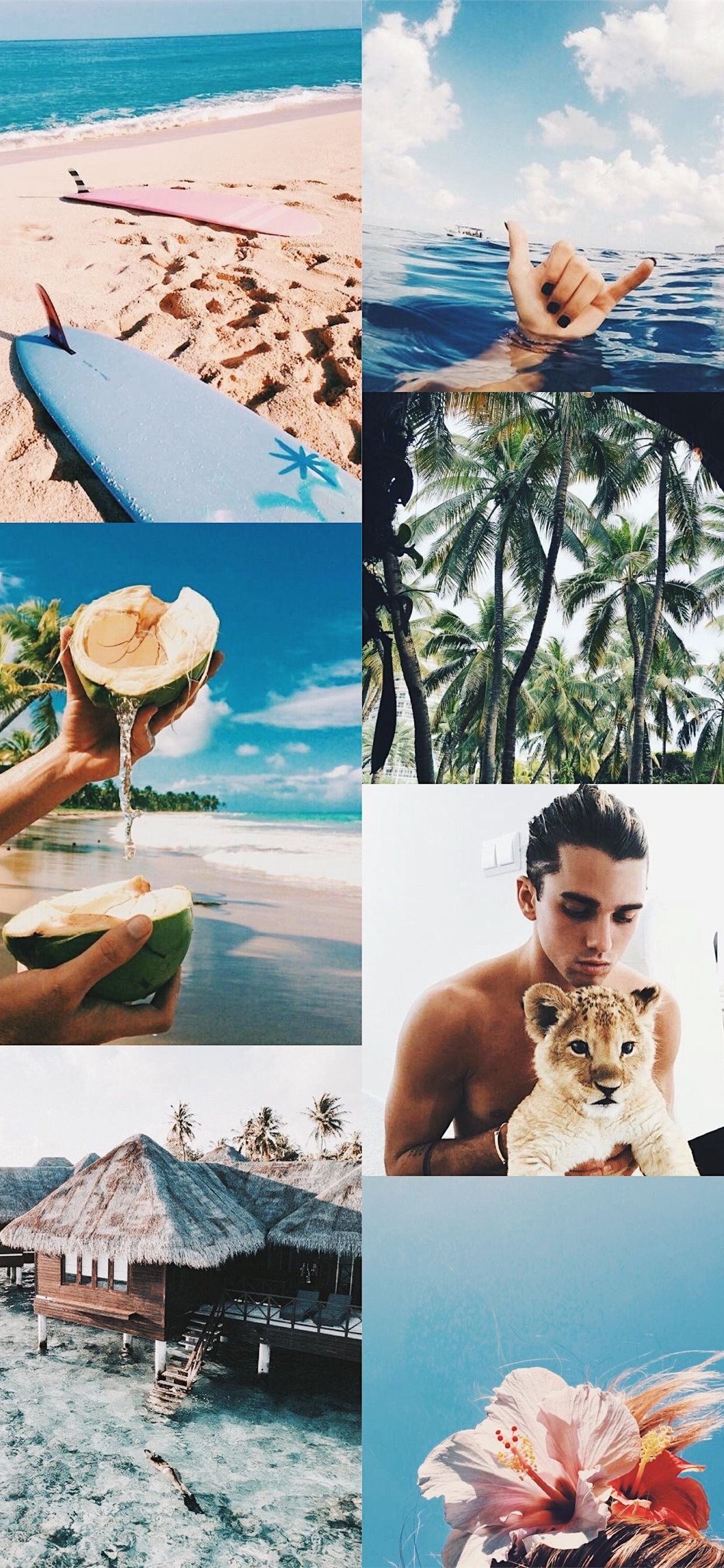 Collage, Sommer, Strand, Urlaub, Ästhetik, Türkis, iPhone 17 Pro Max, Handy-Hintergrund
