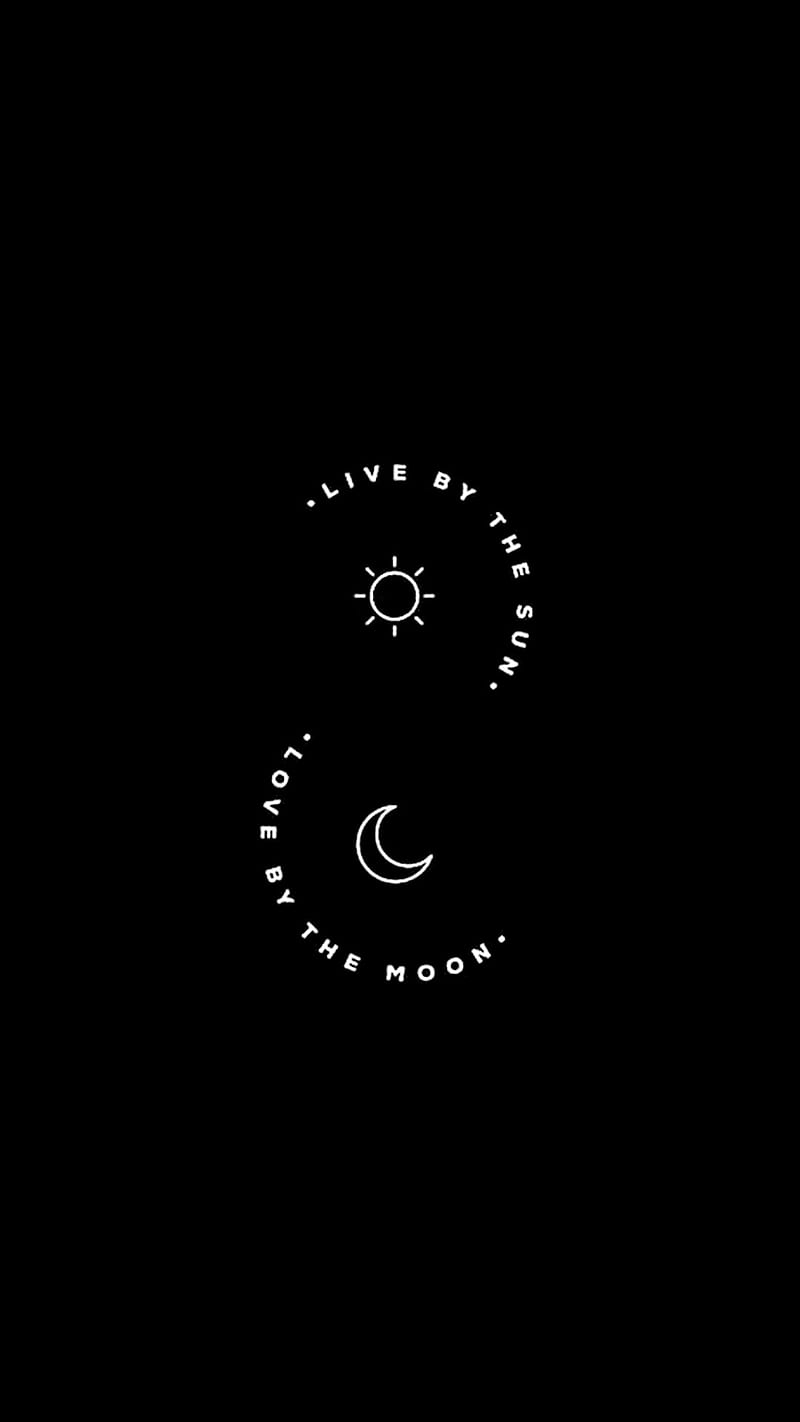 Sonne und Mond, Text, Kreis, Minimalismus, Schwarzer Hintergrund, Sperrbildschirm fürs iPhone 17e