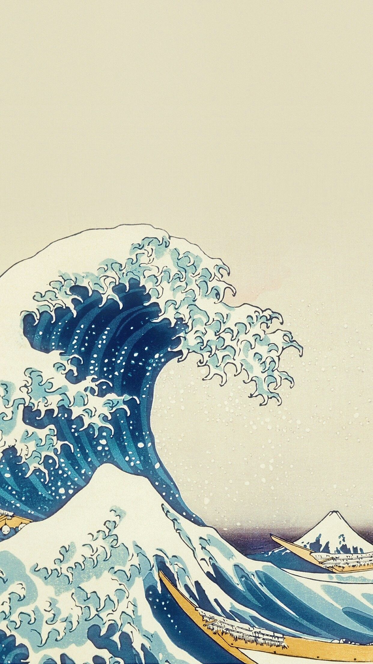 Die große Welle vor Kanagawa, Hokusai, Welle, Fuji, Japanische Kunst, Holzschnitt, iPhone-16e-Sperrbildschirm
