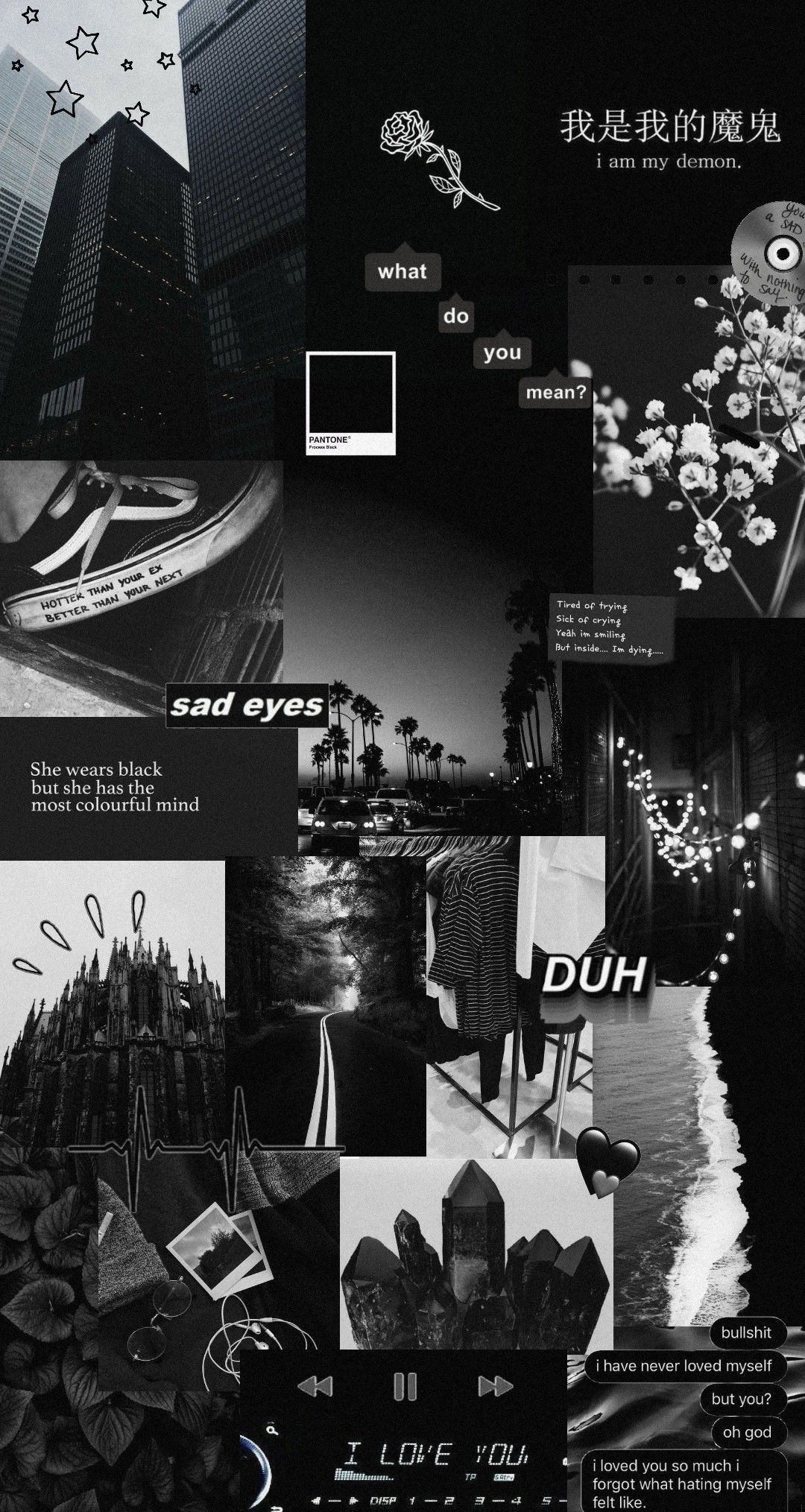 Collage, Schwarz-Weiß, Ästhetik, Japanische Schrift, Fotos, Full HD, Handy-Hintergrundbild