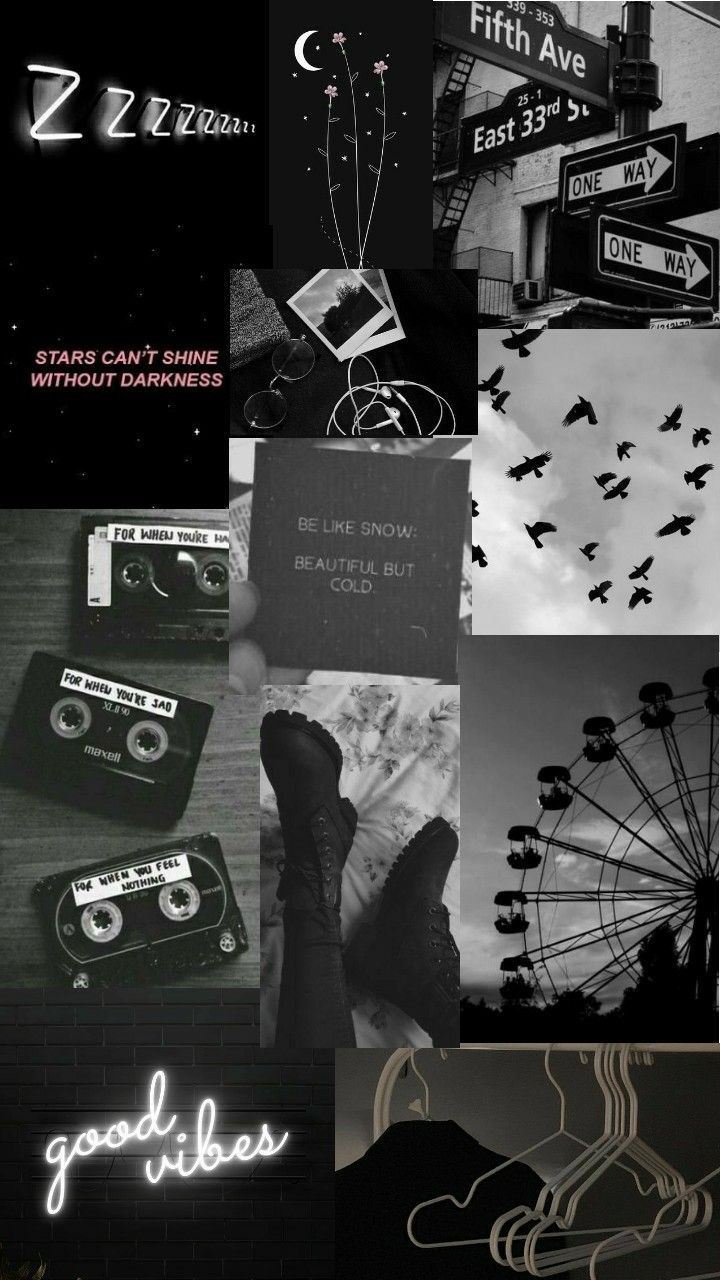 Collage, Good Vibes, Ästhetik, Kassette, Grau, HD, Sperrbildschirm fürs iPhone