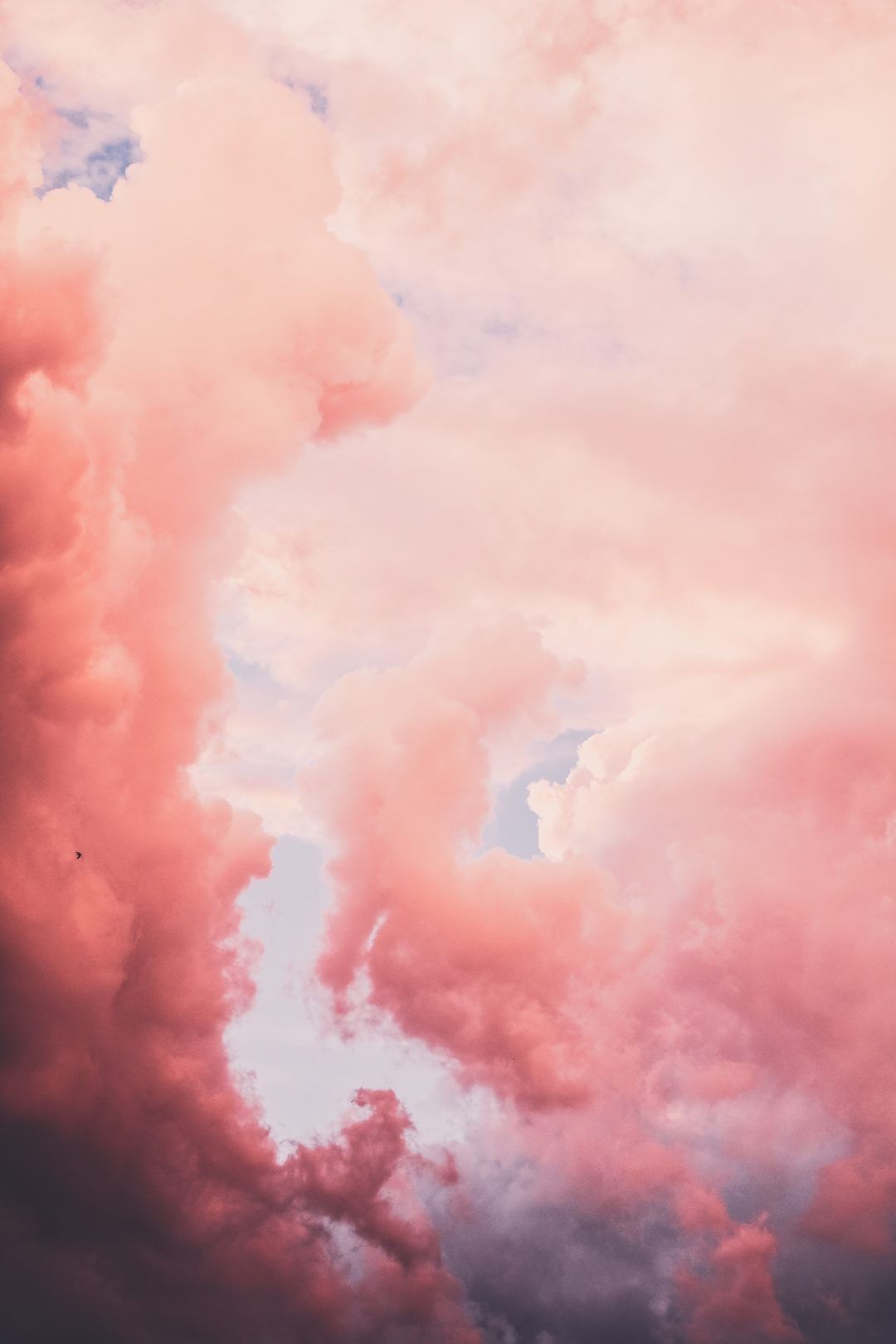 Rosa Wolken, Wolkenhimmel, Pastellfarben, Himmel, Zart, Hintergrundbild für iPhone und Android