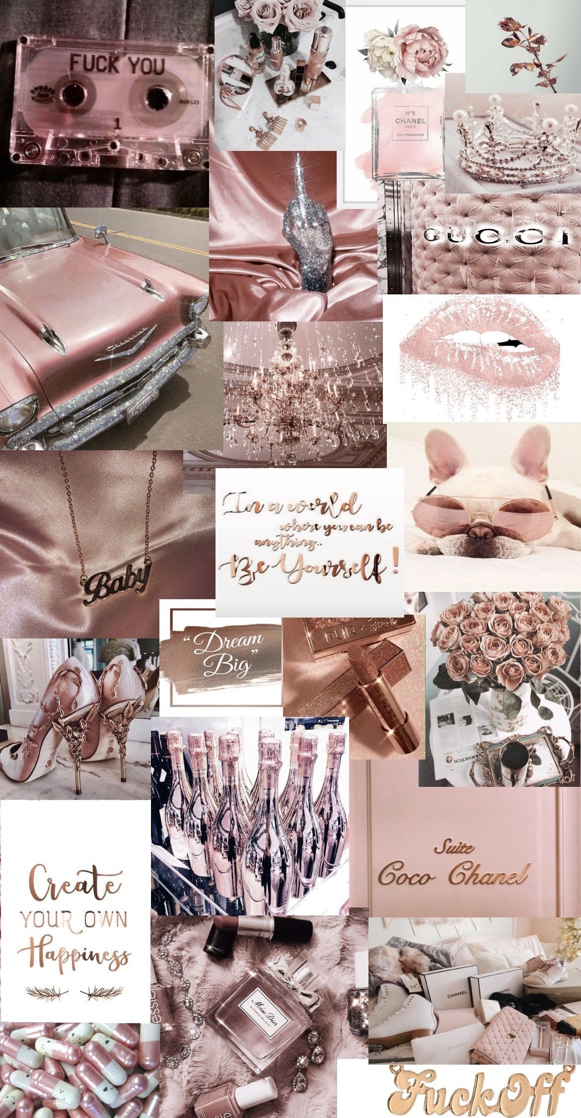Collage, Ästhetik, Sprüche, Rosé, Full HD, Sperrbildschirm fürs iPhone