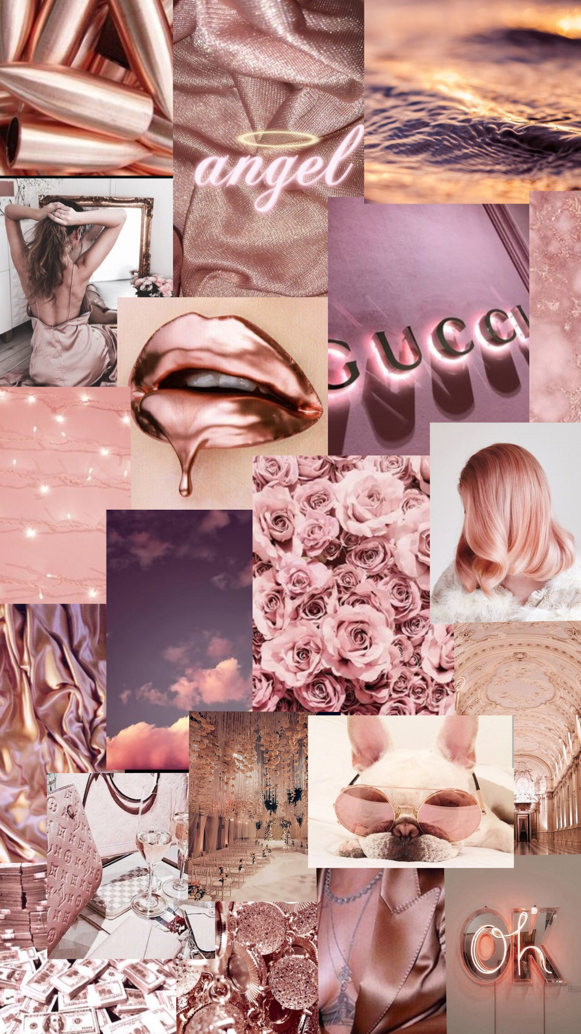 Collage, Gucci, Angel, Lippen, Glamour, Hochformat, Hintergrundbild fürs Smartphone