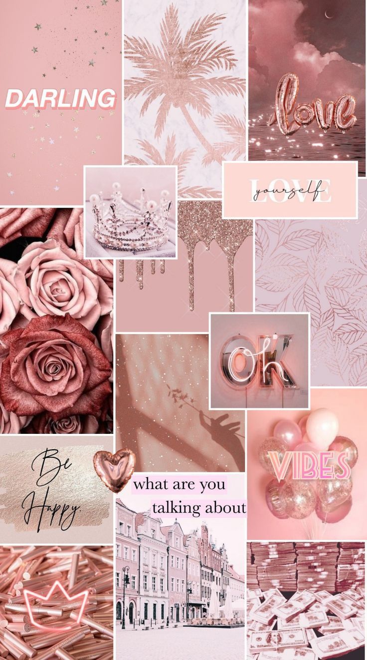 Collage, Darling, Rosen, Sprüche, Ästhetik, Hintergrundbild für iPhone und Android