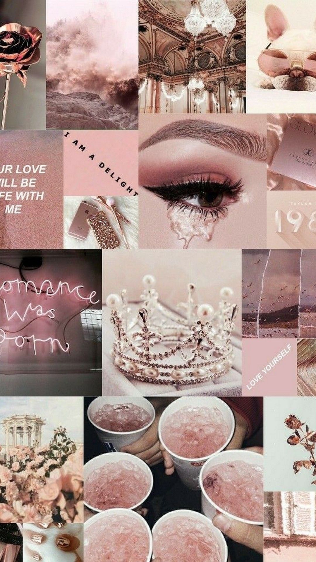 Collage, Make-up, Krone, Ästhetik, Full HD, Hintergrundbild fürs Handy