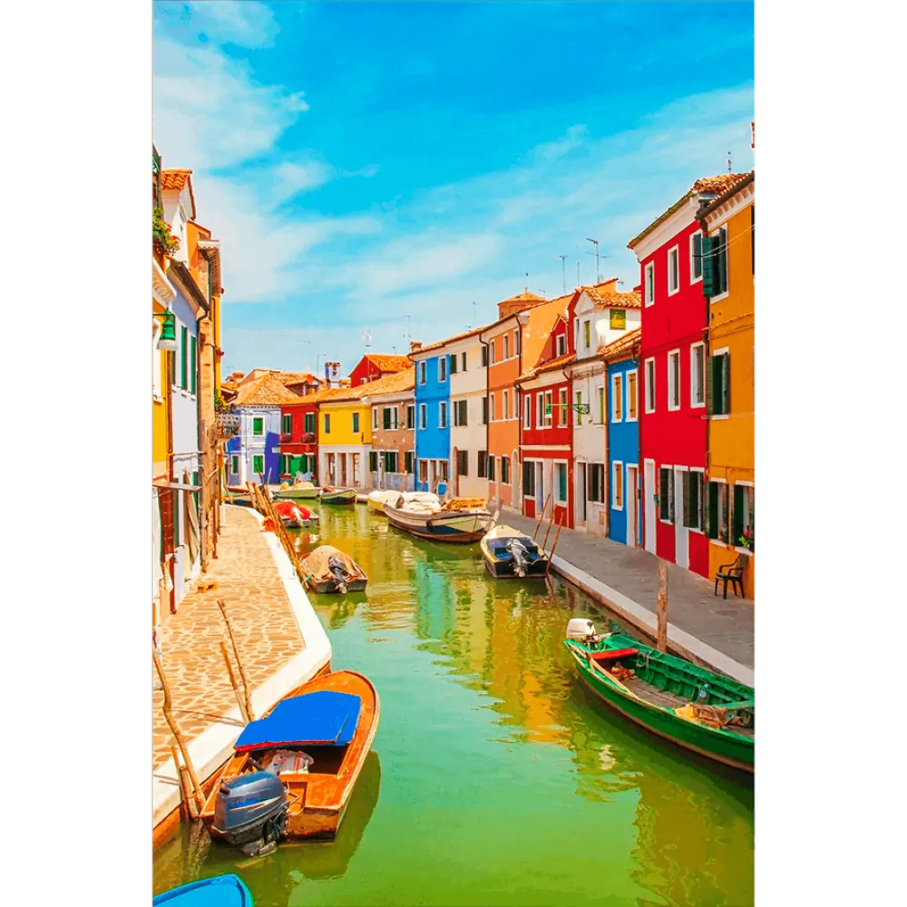 Burano, Venedig, Italien, Bunte Häuser, Kanal, Boote, Hintergrundbild für iPad und Tablet