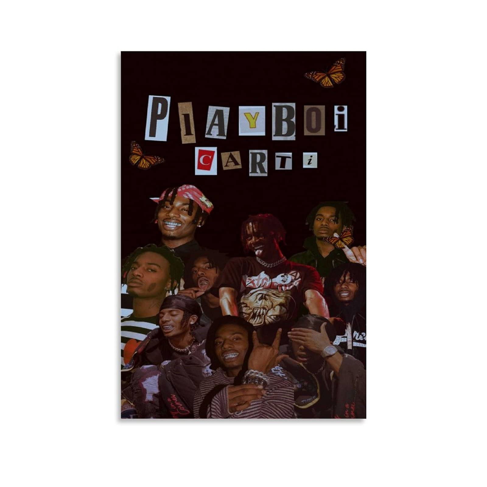 Playboi Carti, Collage, Rapper, Schriftzug, Dunkel, HD, Hintergrundbild fürs Tablet