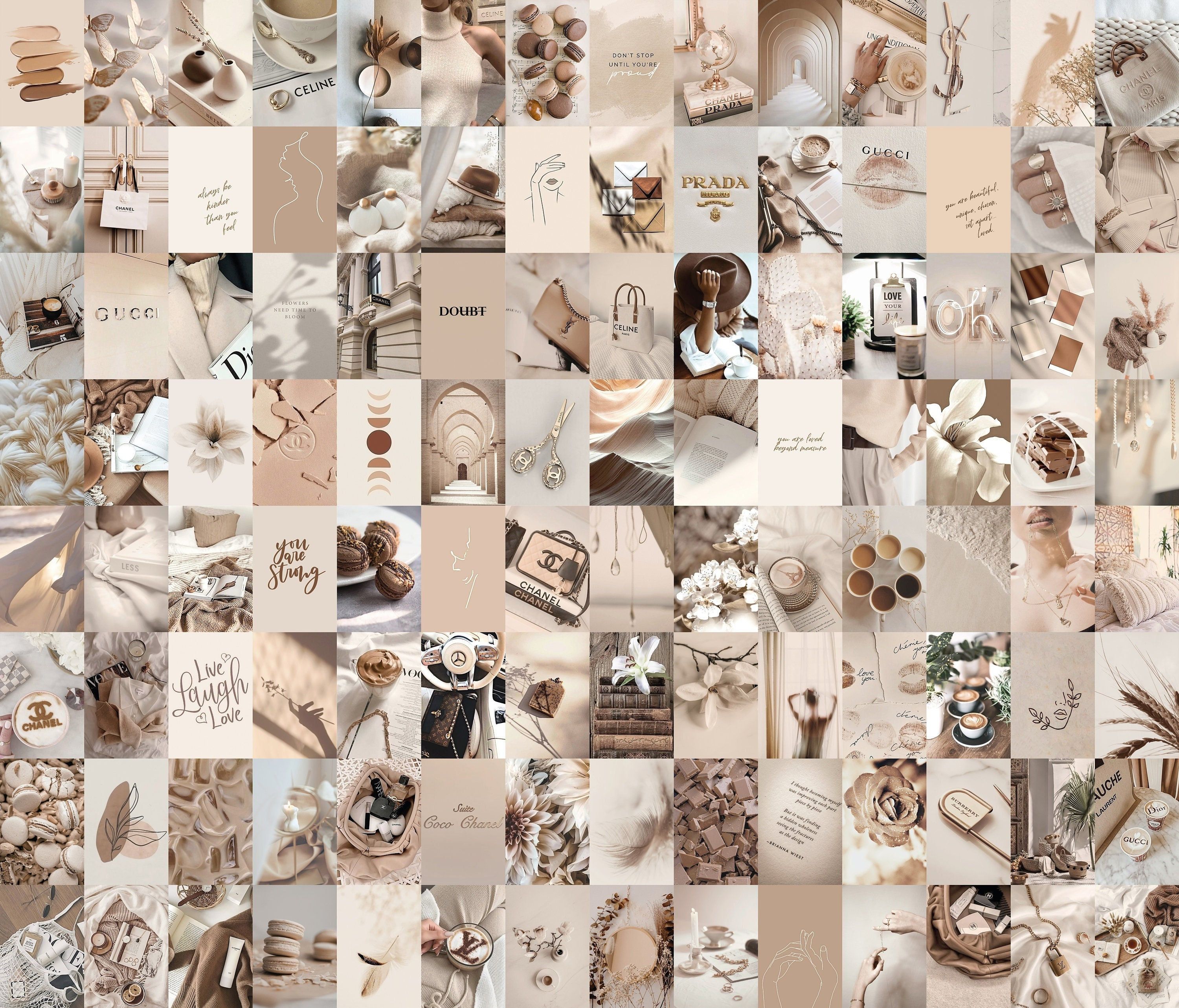 Collage, Beige Ästhetik, Fotos, Neutrale Töne, 2K, Hintergrundbild für den PC