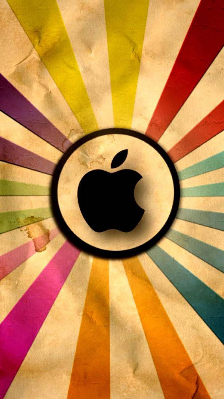 Apple-Logo, Strahlen, Retro, Vintage, Bunt, HD, Sperrbildschirm fürs iPhone