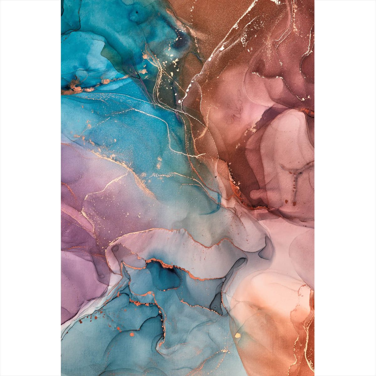 Flüssige Kunst, Türkis und Rosa, Goldadern, Abstrakt, Hintergrundbild für iPad und Tablet