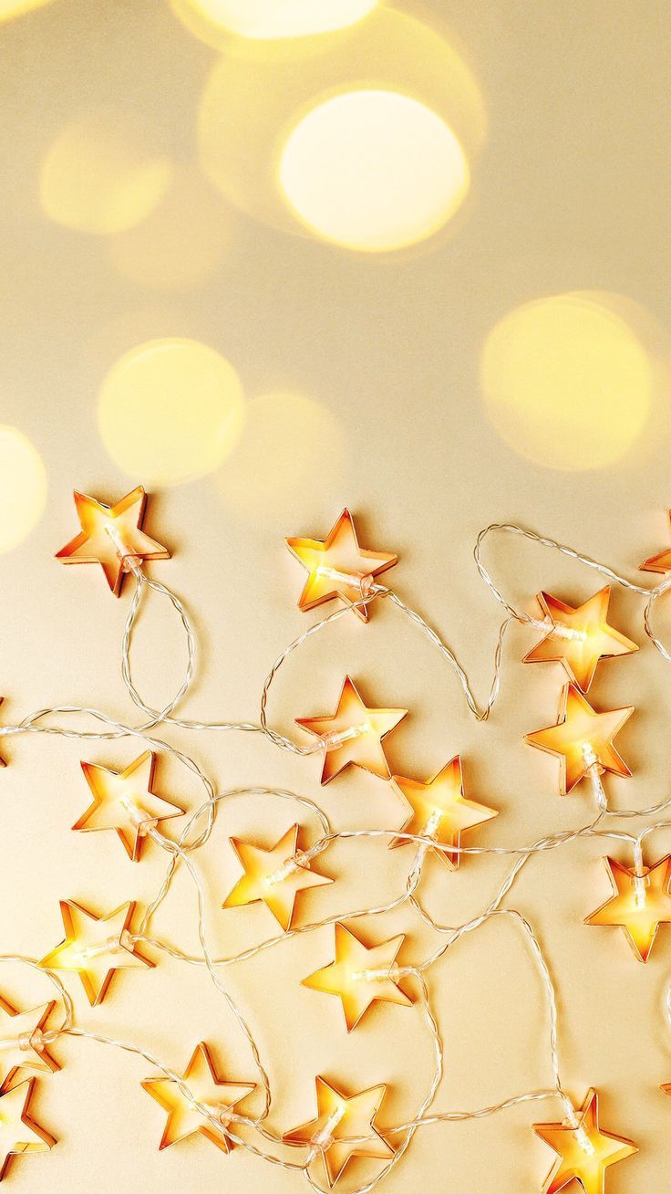 Lichterkette, Sterne, Bokeh, Goldene Töne, Weihnachten, HD, Hintergrundbild fürs Handy