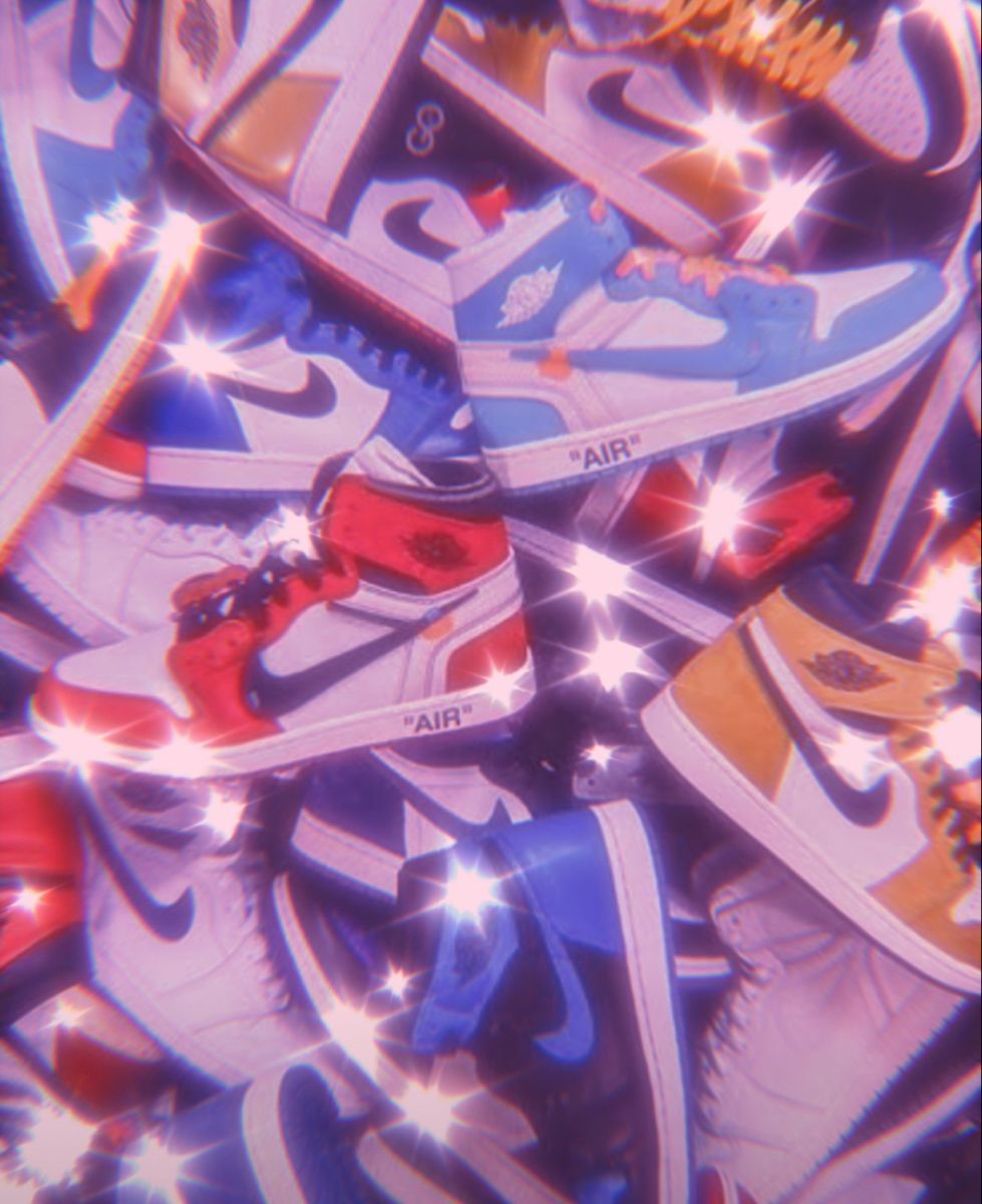 Air Jordan 1, Sneaker, Collage, Glitzer, Bunt, Hintergrundbild für iPad und Tablet