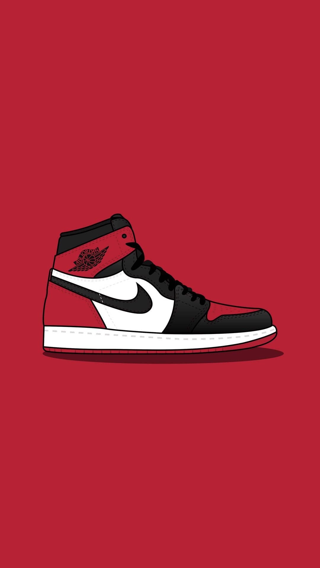 Air Jordan 1, Sneaker, Illustration, Roter Hintergrund, Minimalistisch, Sperrbildschirm fürs iPhone