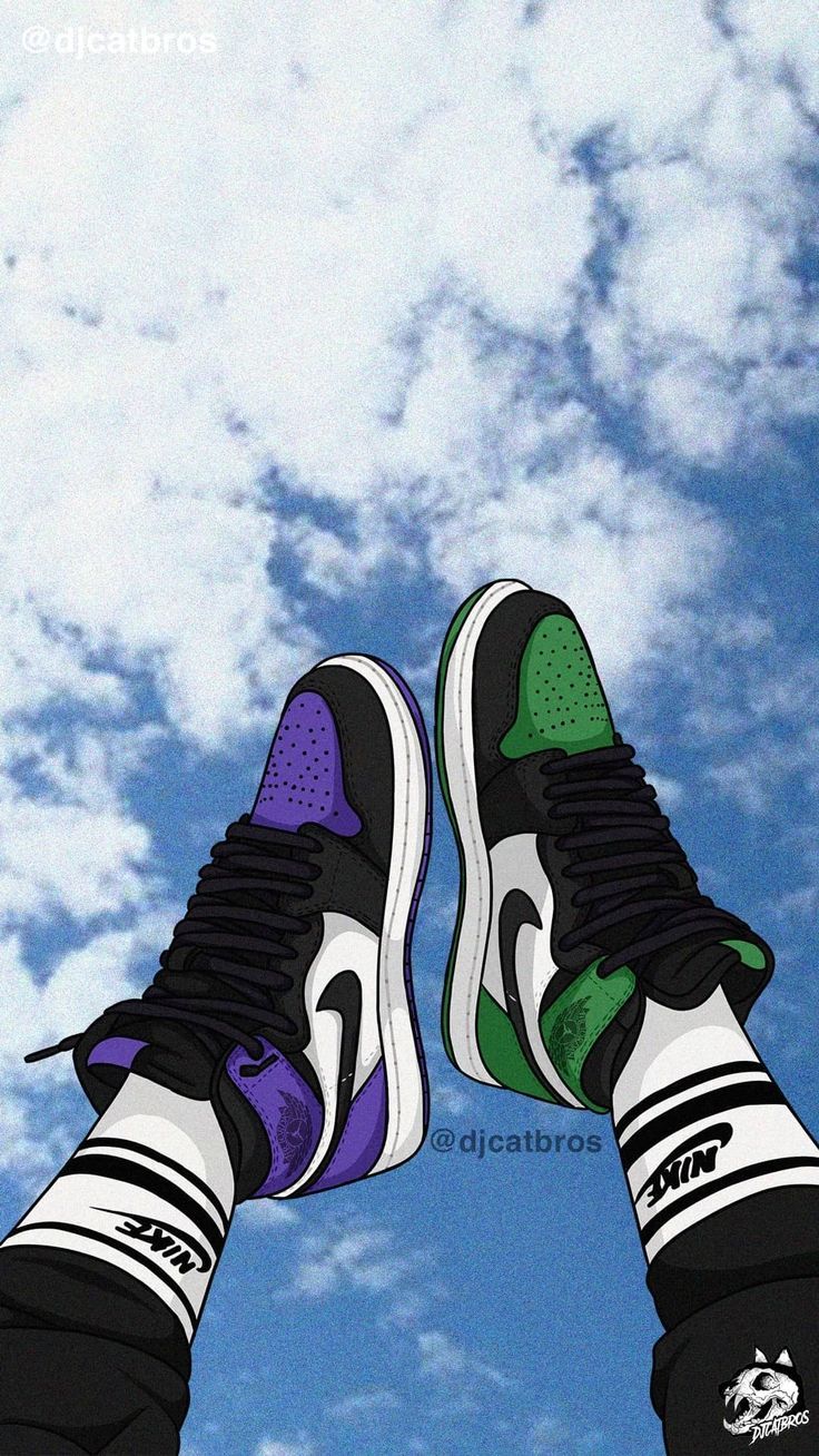 Air Jordan 1, Sneaker, Füße, Wolken, Himmel, Froschperspektive, HD, Handy-Hintergrund