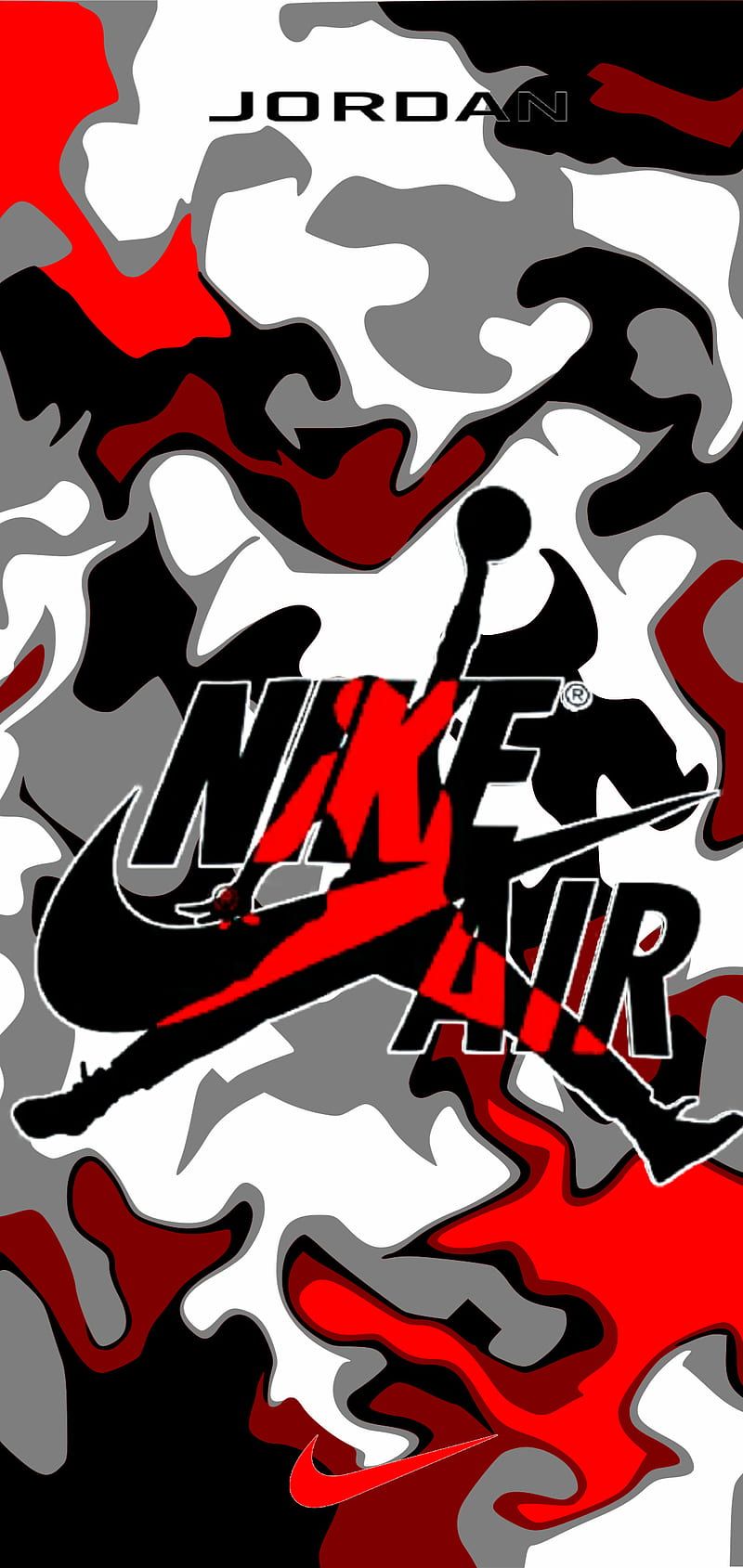 Jordan, Nike Air, Camouflage, Jumpman, Rot, HD, Sperrbildschirm fürs iPhone