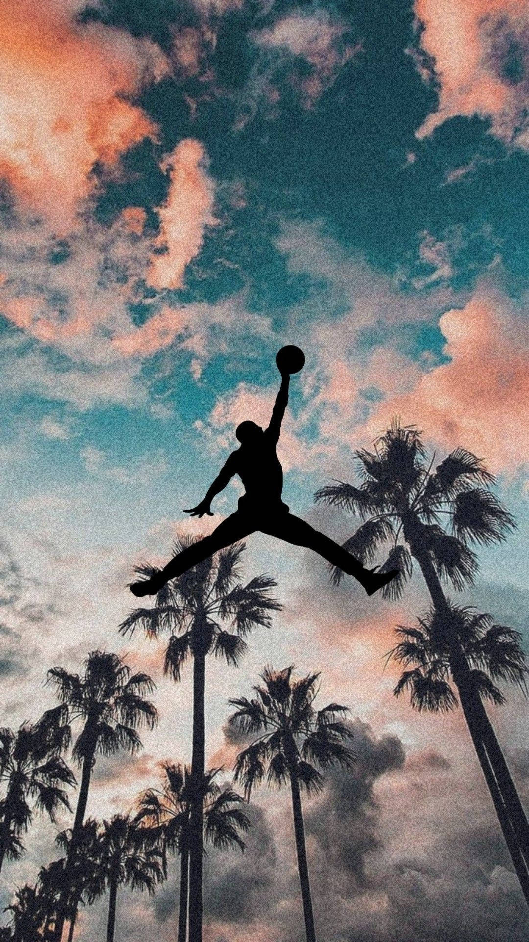Jumpman, Logo, Palmen, Wolken, Himmel, Full HD, Sperrbildschirm fürs iPhone