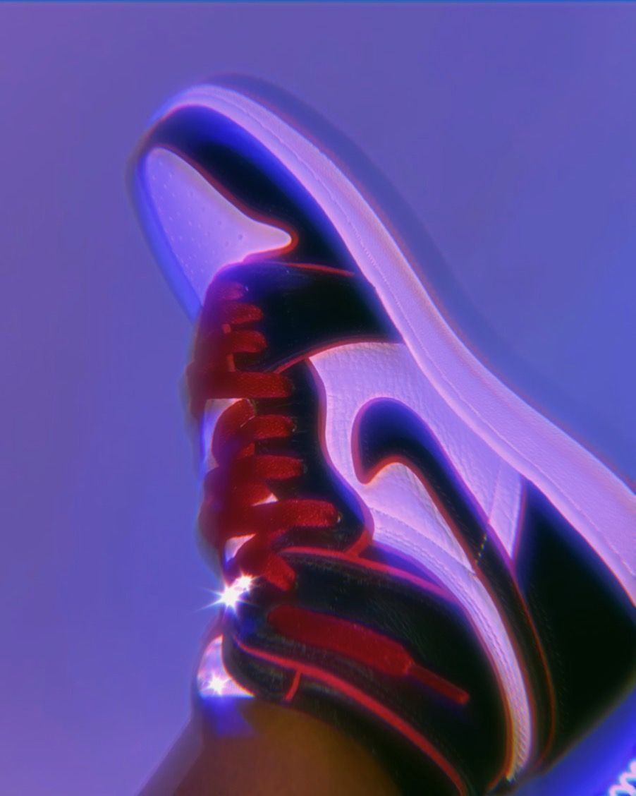 Air Jordan 1, Nahaufnahme, Lila, Neonlicht, Sneaker, HD, iPad-Hintergrundbild
