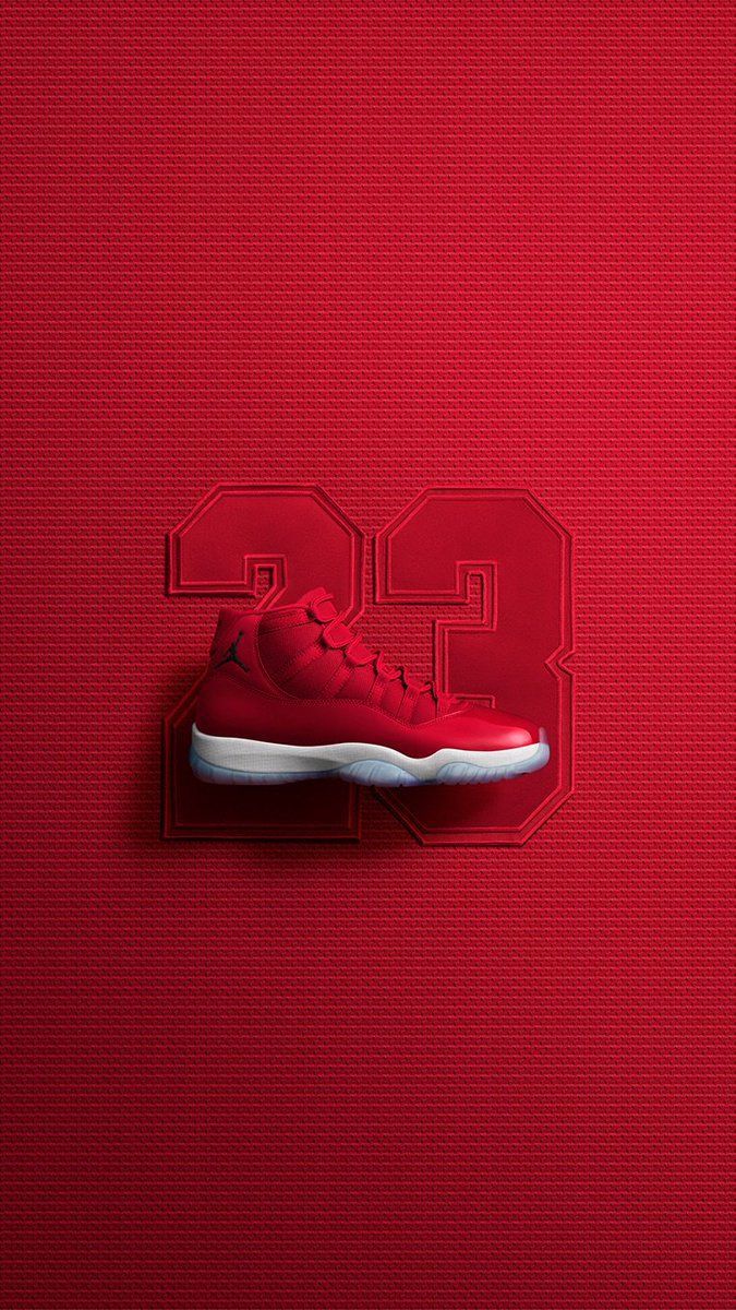 Air Jordan, Sneaker, Roter Hintergrund, Minimalistisch, Rot in Rot, Sperrbildschirm fürs iPhone