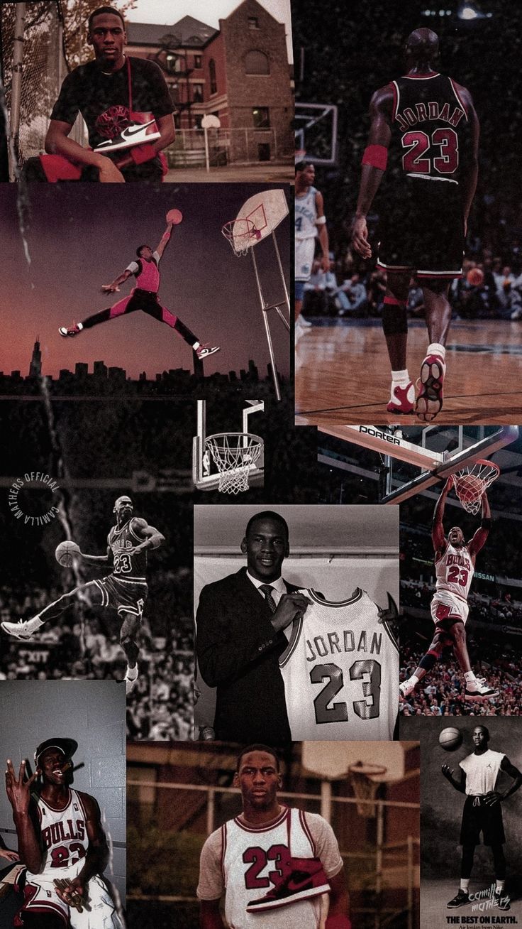 Michael Jordan, Chicago Bulls, Collage, Retro, Basketball, HD, Handy-Hintergrundbild