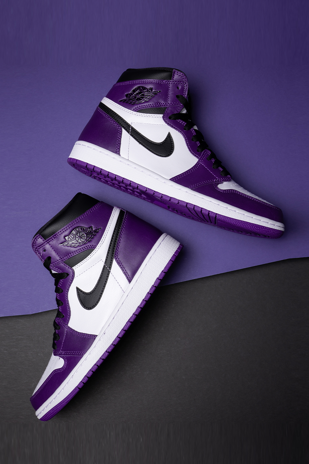 Air Jordan 1, Court Purple, Lila Sneaker, Nike, Produktfoto, HD, iPhone-Hintergrundbild