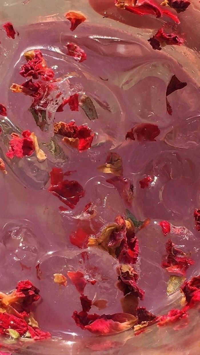 Rosenblätter, Glas, Eis, Rosa, Nahaufnahme, Hintergrundbild für iPhone und Android