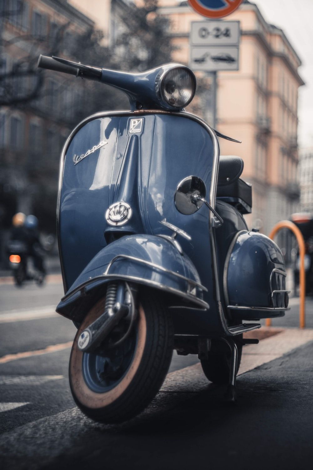 Vespa, Motorroller, Retro, Straße, Blau, HD, Hintergrundbild fürs Handy