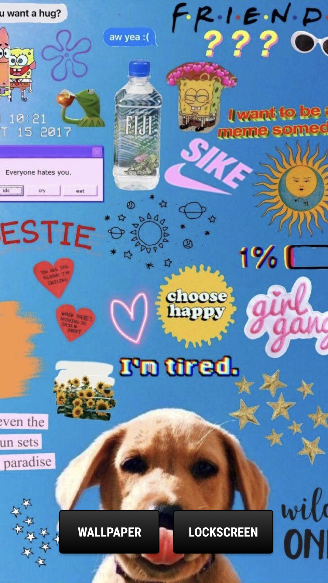 Hund, Collage, Sticker, Bestie, Blau, Full HD, Sperrbildschirm fürs iPhone